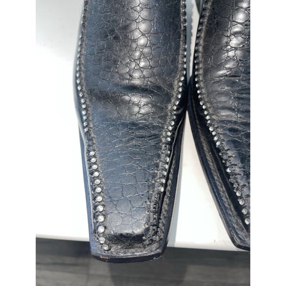 JUGO‎ Hand Embroidered Studded Men\'s Black Leather Cowboy Boots Size 9 main image 14